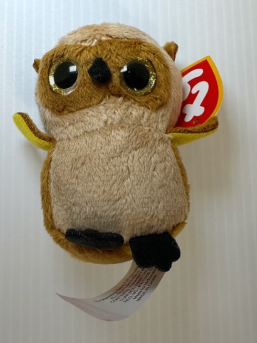 Ty Teenie Beanie Boos Sammy the Great Horned Owl Brown Plush Gold Eyes 4 inch